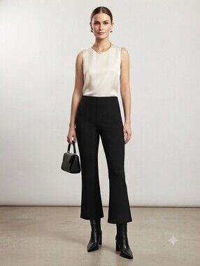 Dkny Ponte Flare Cropped Pants M Black  Size M NWT
